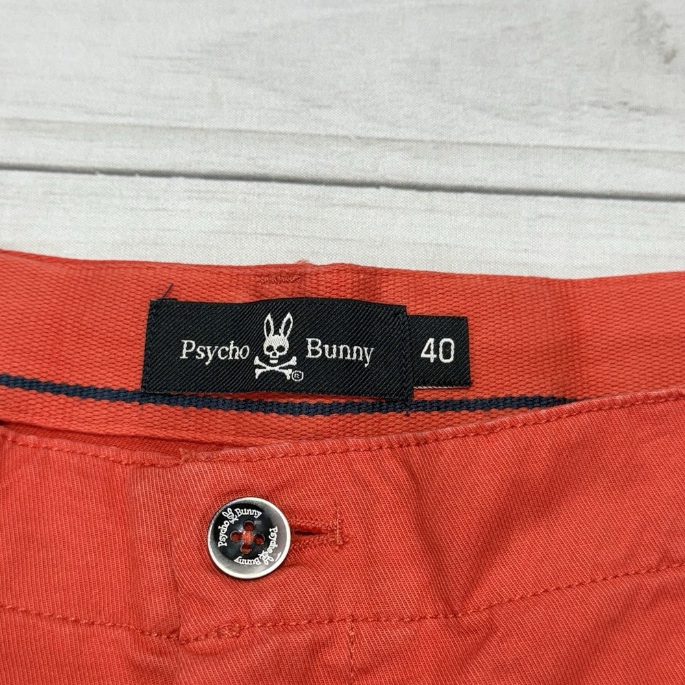 Psycho Bunny Shorts Mens 40 Red Chino Flat Front 8.5" Designer Preppy Stretch - Picture 4 of 8